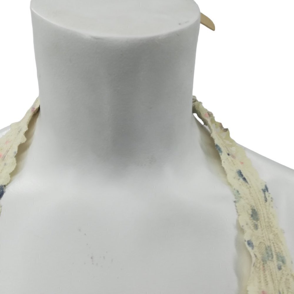 Victorias Secret PINK Lace Halter Floral Bralette Size S Lined Stretch Cream - Picture 6 of 11